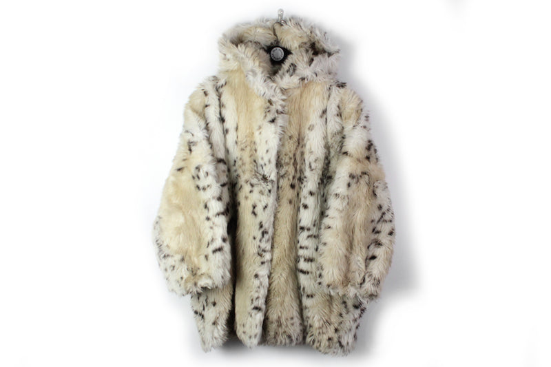 Vintage Emporio Armani Fur Coat Women's 42 jacket polyester leopard pattern animal safe 