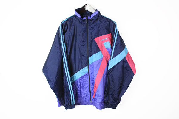Vintage Adidas Track Jacket XXLarge blue purple 90s windbreaker full zip retro style techno rave sport coat