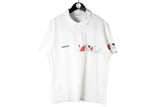 Vintage Adidas Polo T-Shirt Medium white short sleeve tennis abstract pattern 90s shirt