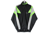Vintage Adidas Track Jacket Medium black green 90s full zip sport style windbreaker