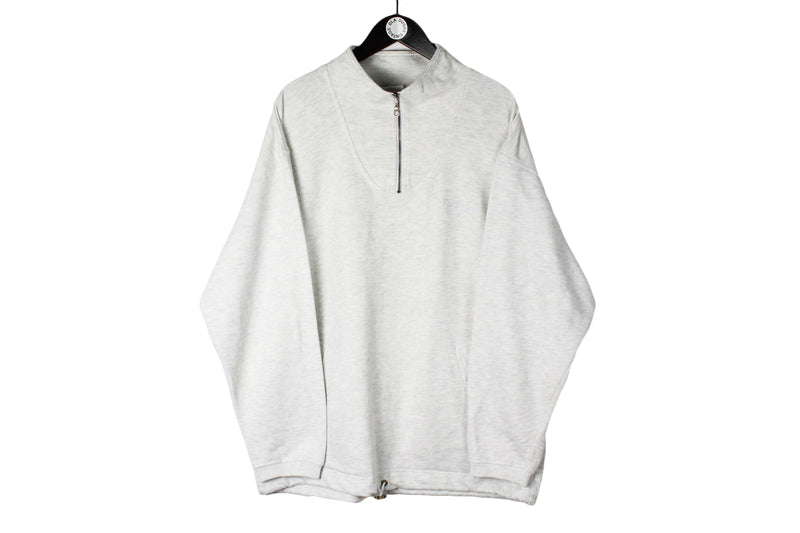 Vintage Reebok Sweatshirt XLarge size men's oversize pullover 1/4 zip sweat gray basic sport jumper retro 90's clothing authentic athletic