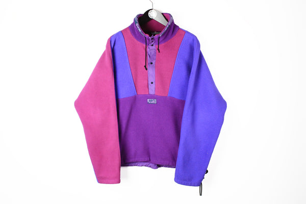 Vintage Mammut Fleece Snap Button Large multicolor purple pink 90's retro sweater