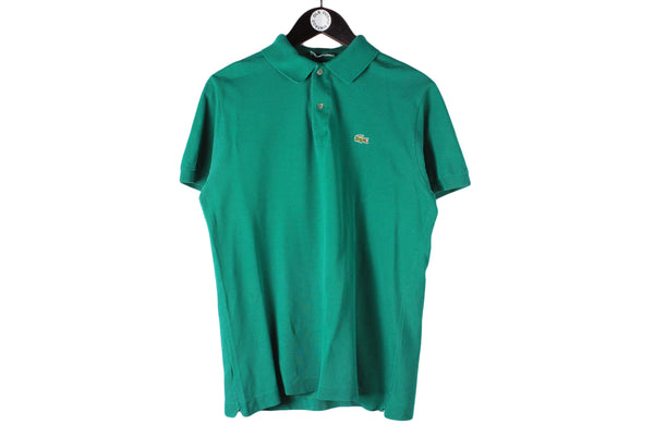Vintage Lacoste T-Shirt Medium green 90s collared retro style cotton tee