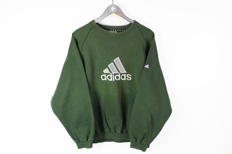 Vintage Adidas Sweatshirt Medium green big logo 90s sport jumper