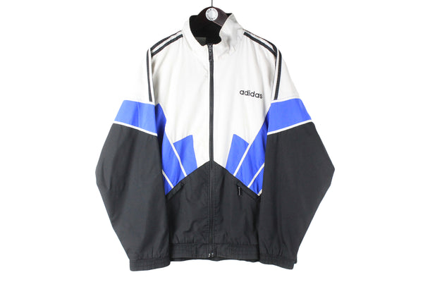 Vintage Adidas Tracksuit XLarge white black 90s retro sport style windbreaker jacket and track pants sport suit 90s