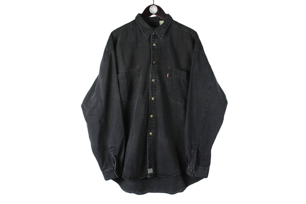 Vintage Levi's Shirt XLarge black 90s USA oversize classic casual long sleeve shirt