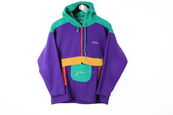 Vintage Australian L'Alpina Fleece Hoodie Small purple multicolor 90's authentic made in Italy sweater
