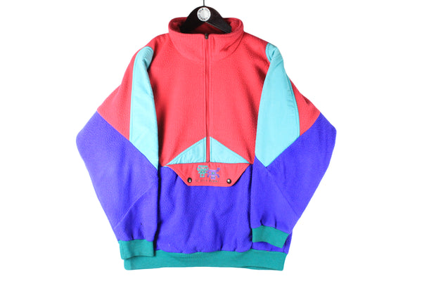 Vintage Fleece Half Zip Small multicolor 90s retro sport sweater winter jumper