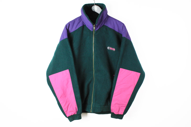 Vintage Eider Fleece Full Zip XLarge PolarPlus green multicolor 90's outdoor ski sweater