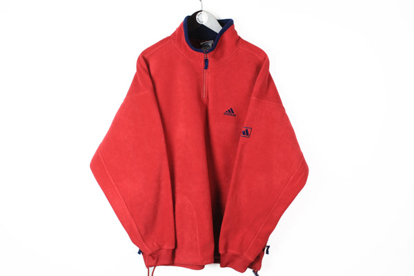 Vintage Adidas Fleece 1/4 Zip XLarge / XXLarge red small logo classic  winter sweater