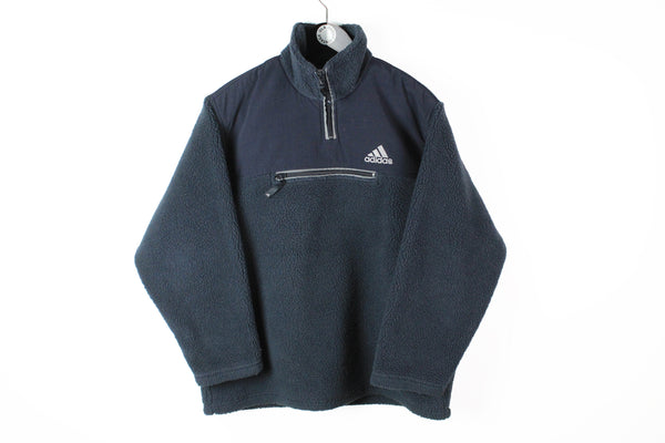 Vintage Adidas Fleece 1/4 Zip Medium gray blue 90's authentic sweater