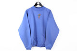 Vintage Ski Sweatshirt Large Grain De Sable turtleneck blue big logo winter athletic jumper