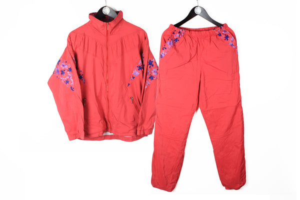 Vintage Sergio Tacchini Tracksuit Women's Medium pink floral pattern 90s sport suit