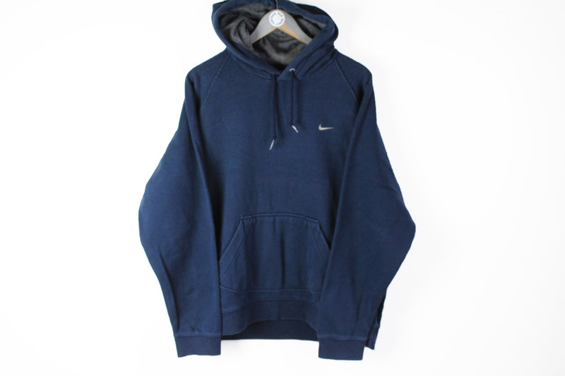 Vintage Nike Hoodie navy blue oversize 90s sport hooded sweatshirt