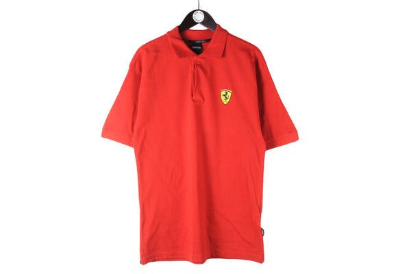 Vintage Ferrari Polo T-Shirt Medium / Large red small logo 90s retro racing Formula 1 F1 collared shirt