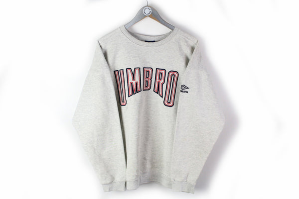 Vintage Umbro Sweatshirt Large gray big logo 90s UK sport jumper authentic 