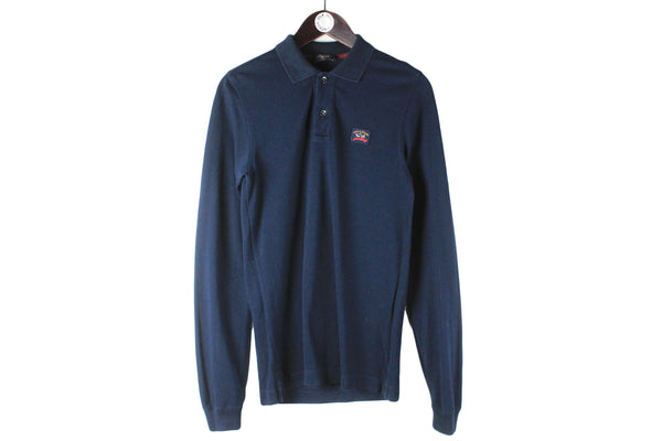 Paul & Shark Long Sleeve Polo T-Shirt Small navy blue small logo collared sweatshirt