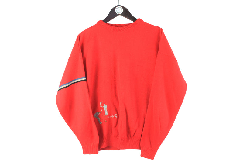 Vintage Pringle Sweater Small golf 90s UK golfers embroidery logo retro sport jumper