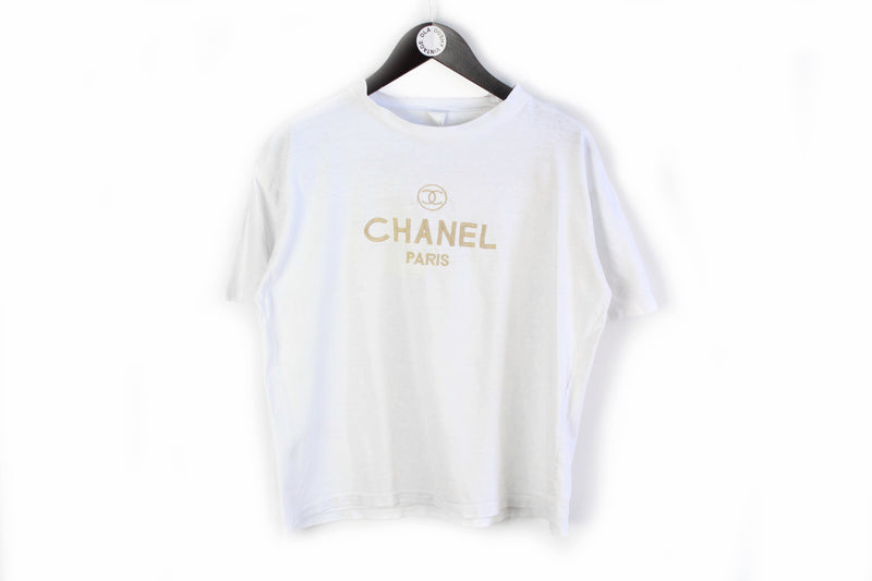 Vintage Chanel Bootleg Big Embroidery Logo T-Shirt Small – dla dushy