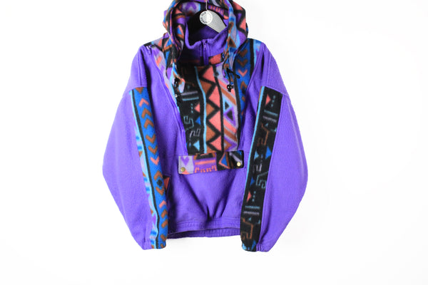 Vintage Fleece Half Zip Small purple abstract pattern 90's retro style authentic ski jumper