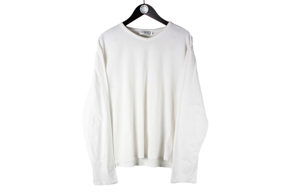 Vintage Yves Saint Laurent Sweatshirt Large white crewneck 90s luxury shirt