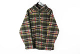 Vintage Fleece 1/4 Zip Large plaid 90s sport style sweater retro sherpa Cotton Trades jumper
