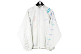 Vintage Reebok Track Jacket XLarge white 90's full zip retro style athletic sport windbreaker