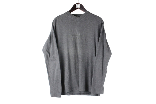Vintage Versace Sweatshirt Large gray v-neck 90s sport line long sleeve t-shirt
