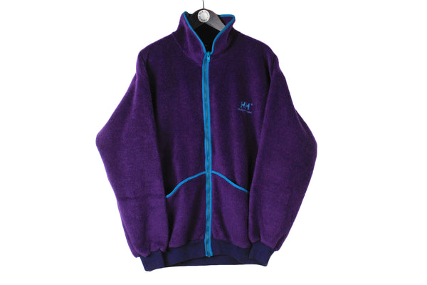 Vintage Helly Hansen Fleece Large size men's outdoor retro wear warm sweatshirt full zip winter mountain ski sweater purple 90's 80's clothing