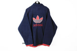 Vintage Adidas Fleece Full Zip Large navy blue big logo 90's retro style sweater