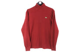  Vintage Lacoste Turtleneck Sweater Medium red 90s wool made in France casual jumper