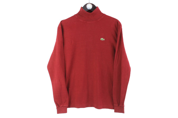  Vintage Lacoste Turtleneck Sweater Medium red 90s wool made in France casual jumper