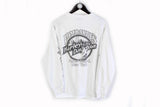 Vintage Harley-Davidson T-Shirt Long Sleeve Medium white gray 90s fire big logo made in USA Lombardi's Staten Island New York