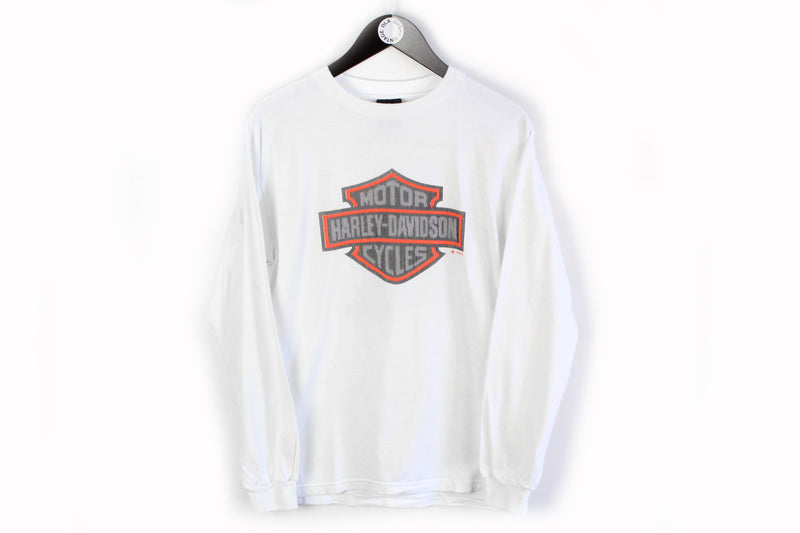 Vintage Harley-Davidson T-Shirt Junes Shop Hot Springs Arizona 1999 white long sleeve 90s retro style 