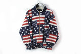 Vintage USA Fleece Full Zip Small / Medium flag full logo 90s sport sweater patriots outdoor winter jacket