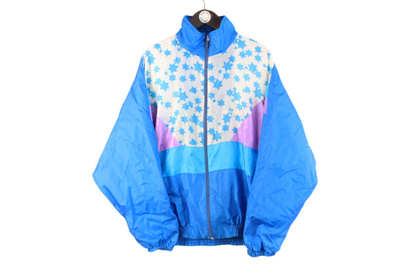 Vintage Adidas Track Jacket XLarge blue star logo 90s retro classic windbreaker sportswear