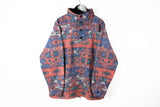 Vintage Fleece Snap Button Medium / Large abstract pattern 90's sweater