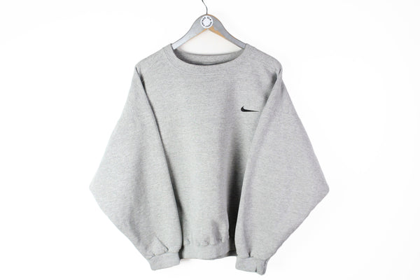 Vintage Nike Sweatshirt Small gray small swoosh logo 90s 80s sport oversize jumper