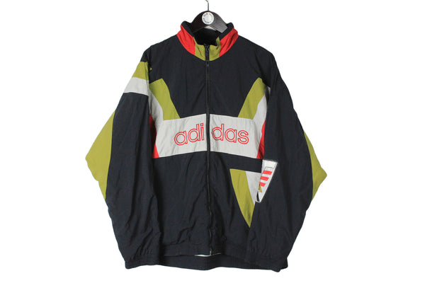 Vintage Adidas Track Jacket Large size men's full zip sport wear retro authentic athletic windbreaker big logo 90's style training clothing