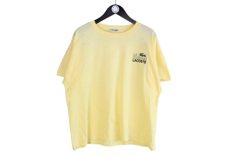 Vintage Lacoste T-Shirt unisex yellow claassic streetwear street style 90's 80's tee summer top training sport authentic athletic brand France