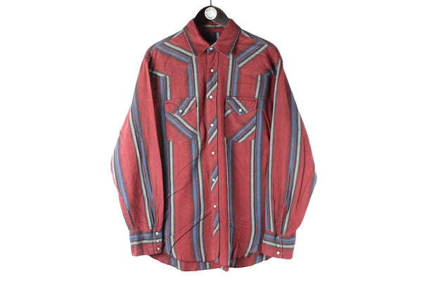 Vintage Wrangler Shirt Large red 90s retro button up oxford 90s retro USA blouse 