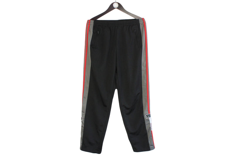 Vintage Adidas Track Pants Large size men's black retro sport wear suit rare training 90's 80's athletic hip hop