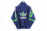 Vintage Adidas Track Jacket Medium big logo blue green 90s sport windbreaker