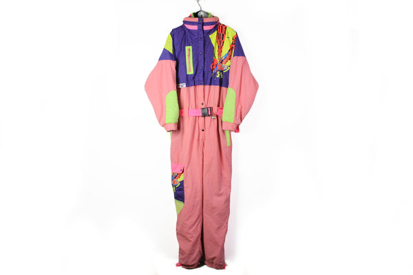 Vintage Campri Ski Suit Small / Medium pink purple 90s mountain winter jumpsuit 