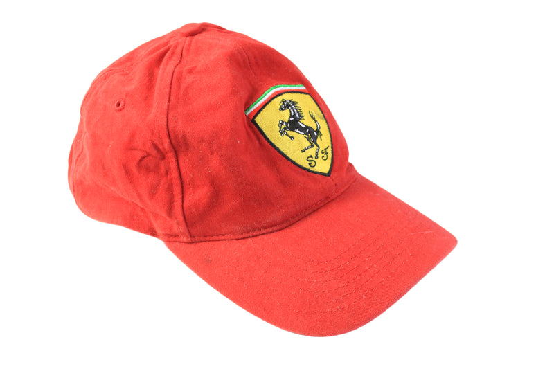 Vintage Ferrari Cap Formula 1 racing red sport style 90s headgear