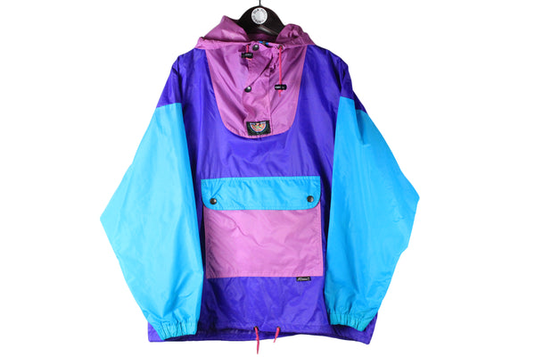 Vintage K-Way Jacket Medium purple blue 90s retro light wear anorak rain coat sport jacket 90s