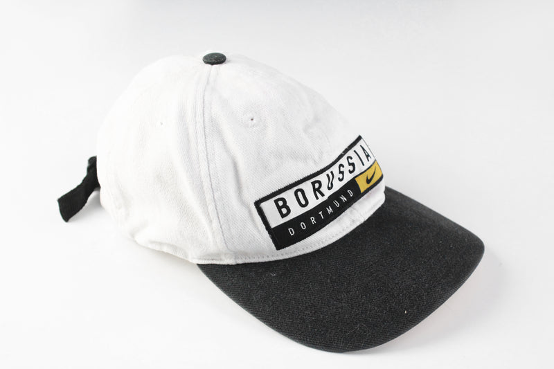 Vintage Nike Borussia Dortmund Cap white black 90's Football club retro style sport hat