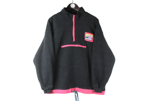 Vintage Fleece 1/4 Zip Medium black sweater 90s retro sport style ski jumper outdoor