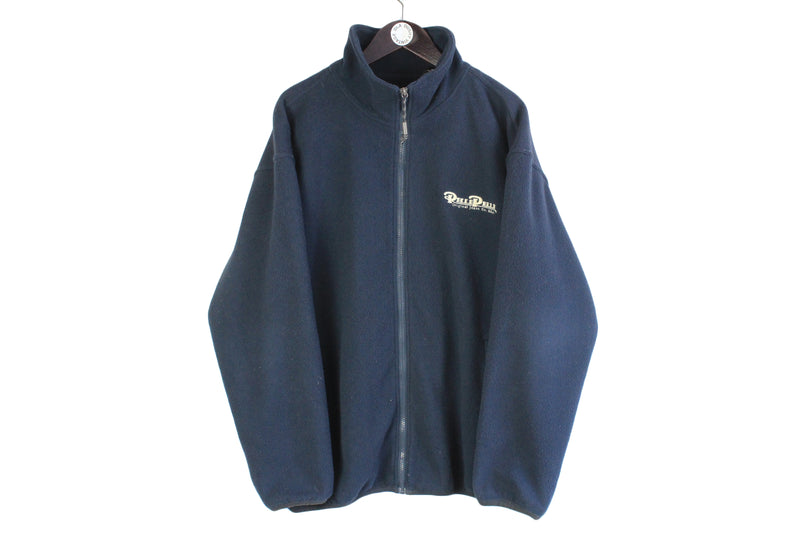 Vintage Pelle Pelle Fleece XLarge size men's basic full zip sweatshirt navy blue big logo warm winter sweat 90's style basic pullover