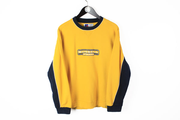 Vintage Russell Sweatshirt Medium yellow big logo 90's authentic made in USA crewneck